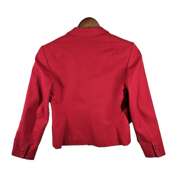 Pendleton VTG Single Breast V-Notch Lined Blazer USA Retro Red 100% Wool 4P - Picture 2 of 15